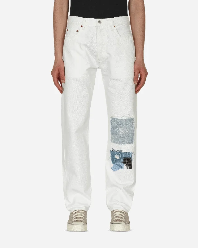 Custom Pants with Plaid Patterns-Atelier Reservé 1984 501 Jeans White