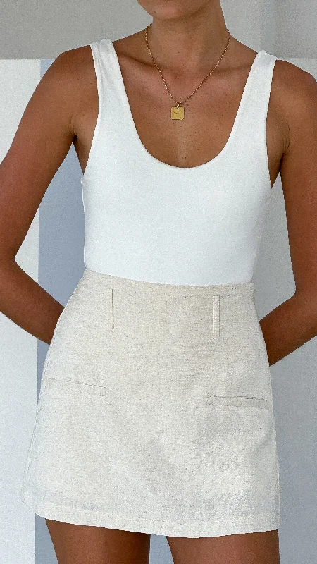 Shorts for Group Events-Jessica Skort - Natural Linen Blend