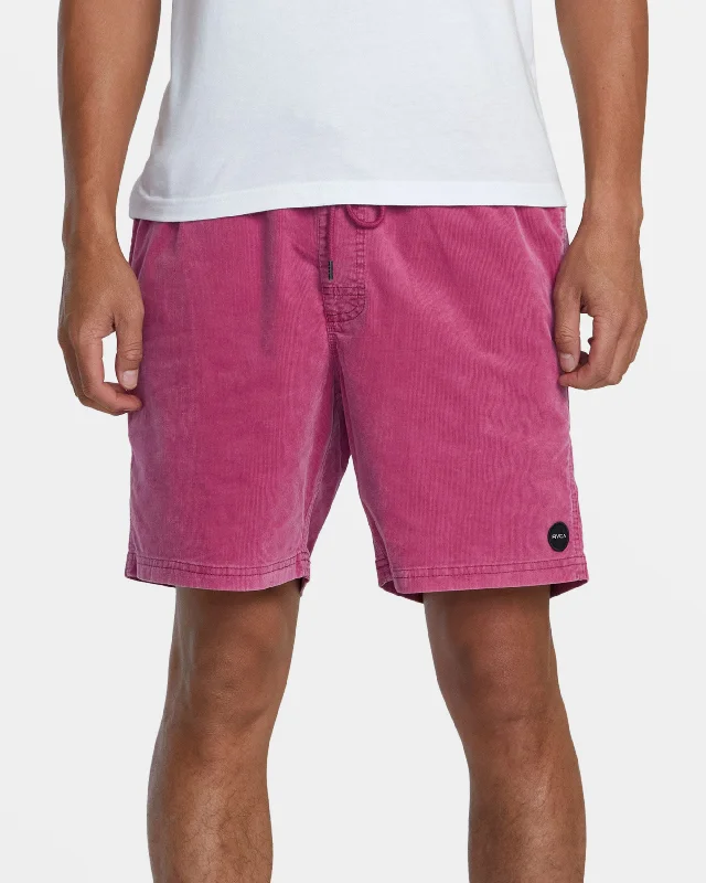 Shorts for Sports Events-Escape 17" Elastic Waist Corduroy Shorts - Mauve