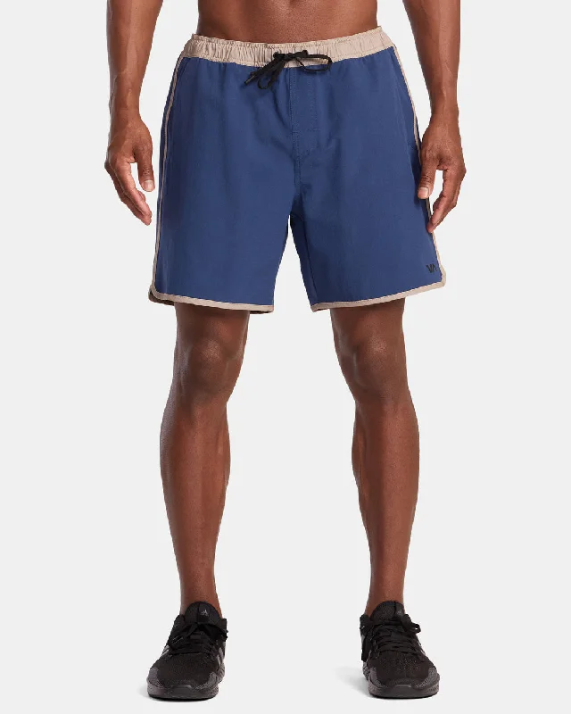 Performance Shorts with Custom Prints-Yogger Hybrid 17" Athletic Shorts - Army Blue Blocked