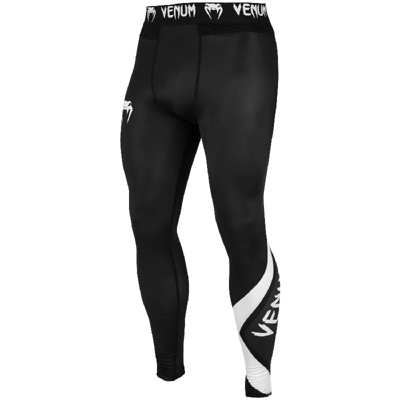 Custom Pants with Stripes-Venum Contender 4.0 Compression Tights - Black/Grey-White