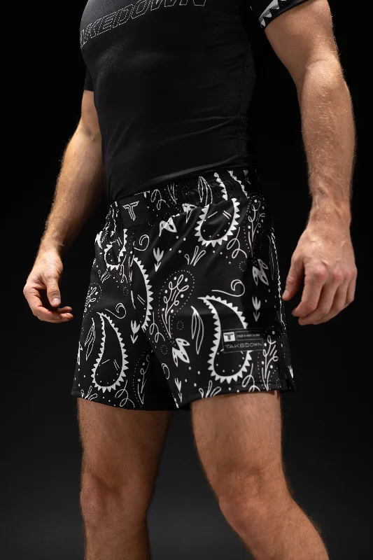 High-Performance Shorts for Athletes-Blackout Bandana Fight Shorts (5"&7“ Inseam)