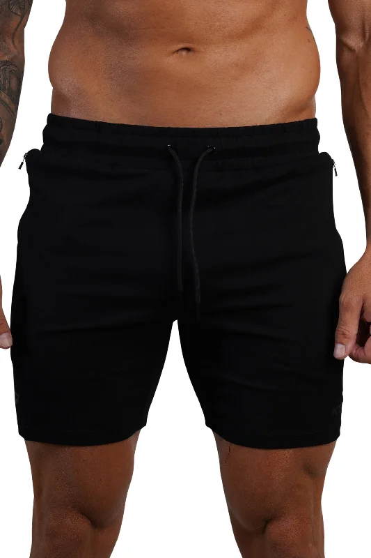 Personalized Shorts for Casual Wear-ESSENTIAL SHORTS 2.0 - BLACK (Black Logo)