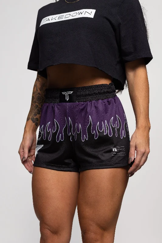 Shorts for Workout Classes-Fire FC Women's Fight Shorts (3" Inseam) - Berry