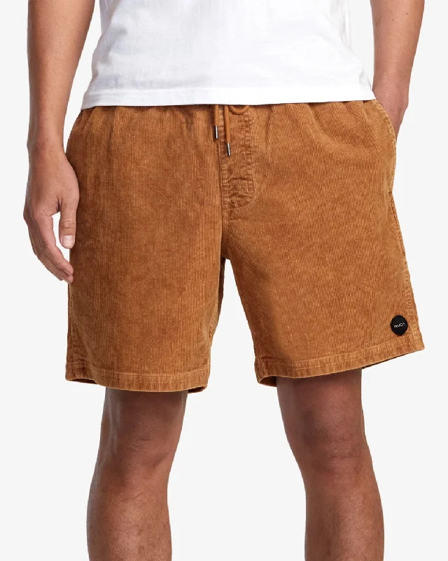 Fitness Shorts for High-Intensity Workouts-Escape 17" Elastic Waist Corduroy Shorts - Adobe