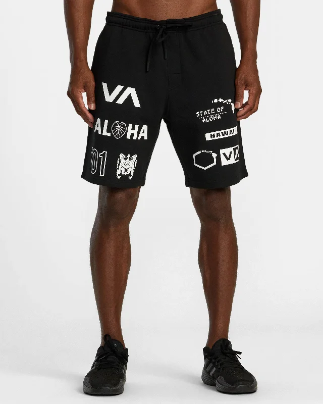 Custom Printed Shorts for Workouts-Hawaii All Brand Elastic Waist Sport Shorts - Black