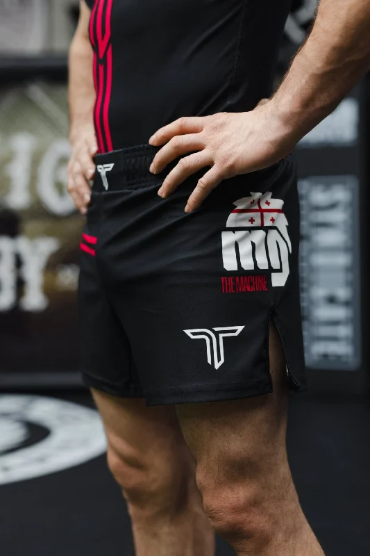 Running Shorts with Moisture-Wicking Fabric-Merab Dvalishvili Fight Shorts (5" Inseam) - Black