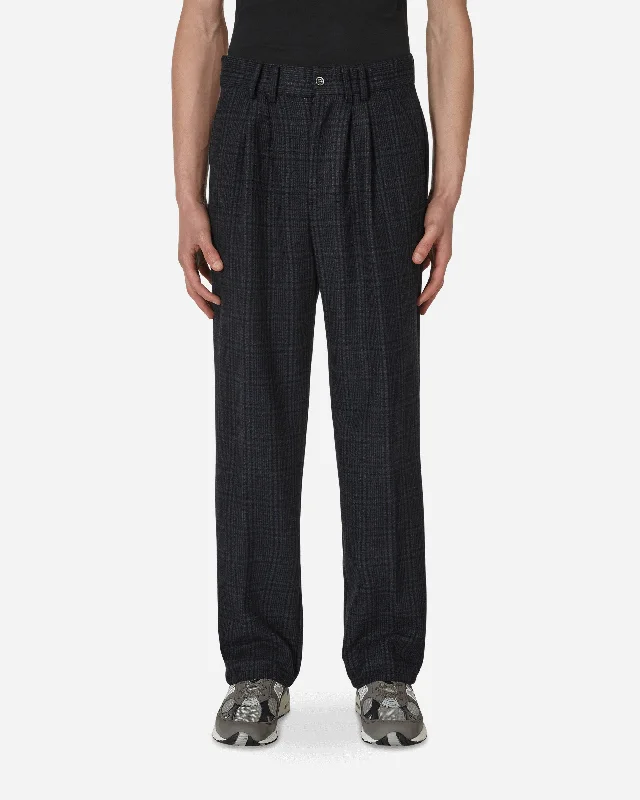 Custom Pants for Biking-Checked Pleated Trousers Blue