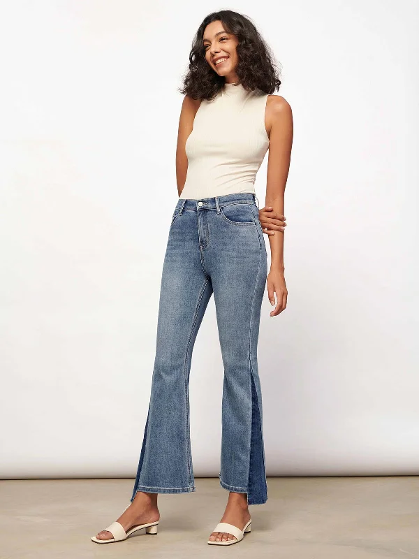 Custom Pants for Groups-Spliced Flare Jeans