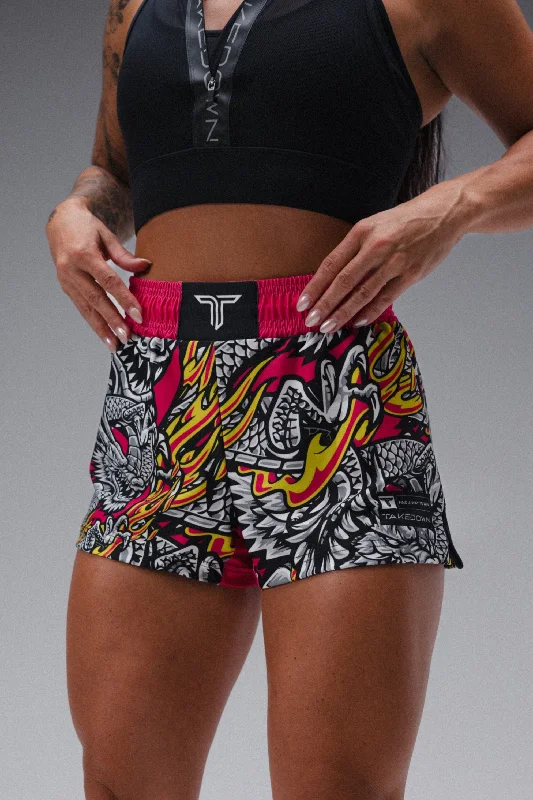 Personalized Shorts for Travel-Iron Dragon Women's Fight Shorts (3" Inseam) - Magenta