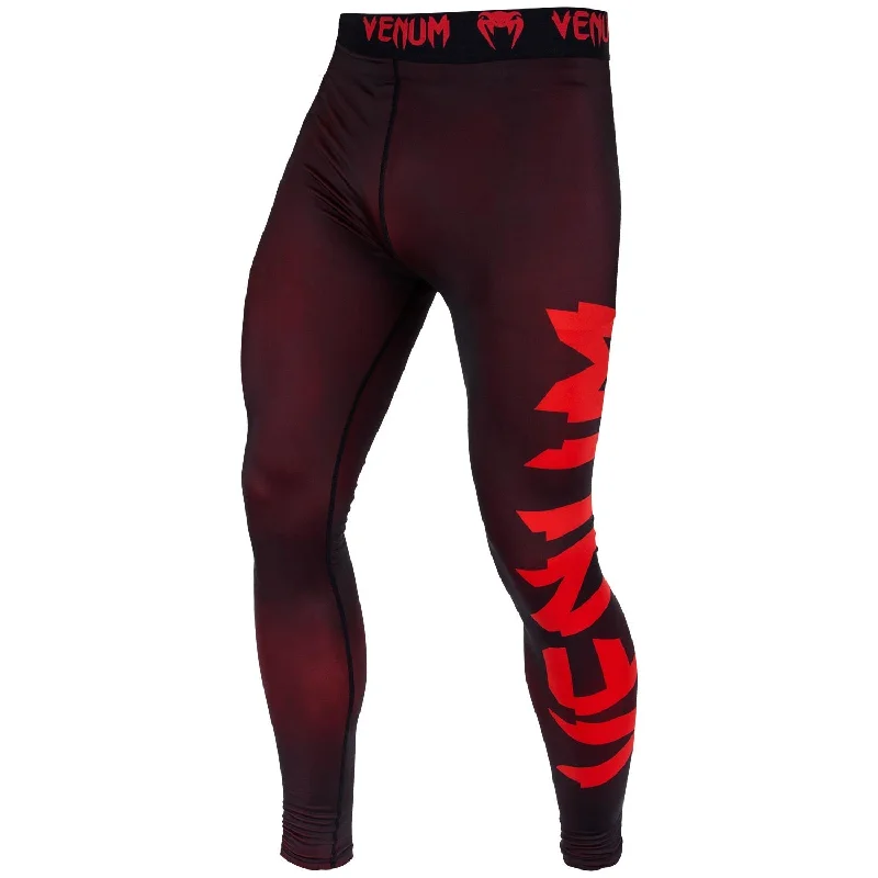 Custom Pants for Football-Venum Giant Compression Tights - Black/Red