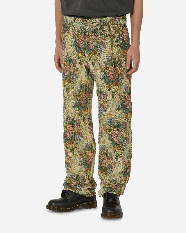 Custom Pants for Travel Comfort-Floral Jacquard Long Work Multicolor Pants