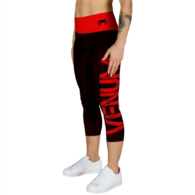 Custom Pants with Flannel Lining-Venum Power Cropped Leggings - Black/Red