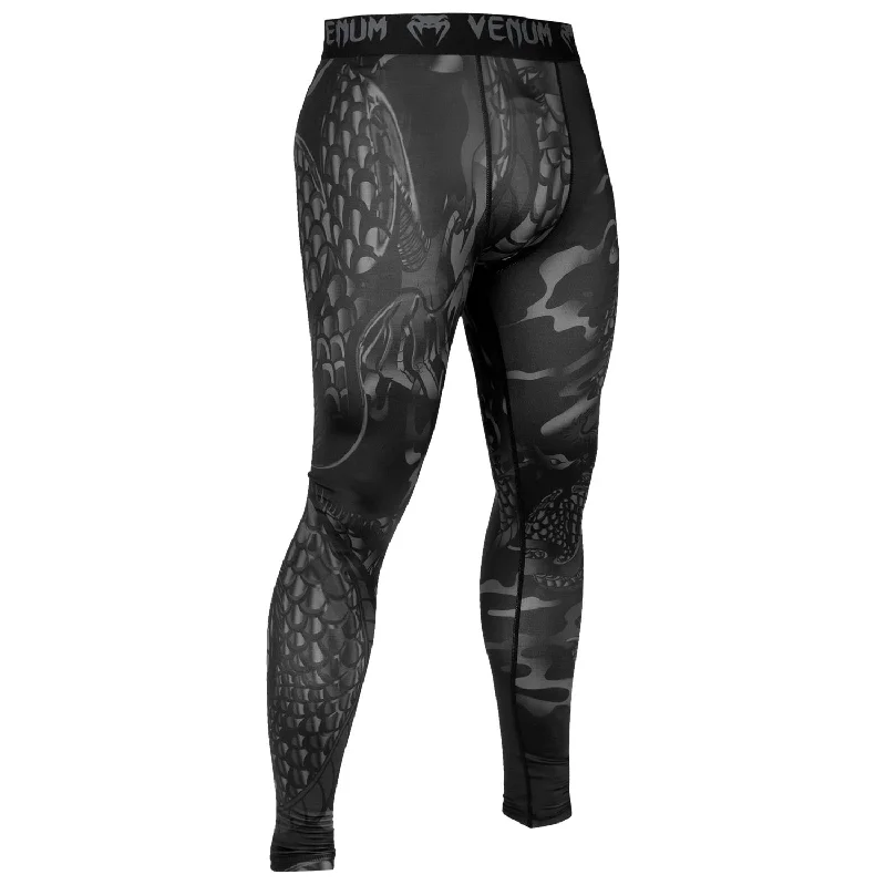 Custom Pants for Workouts-Venum Dragon's Flight Compression Tights - Black/Black