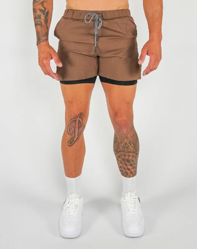 Shorts for Weightlifting-Culture 2-In-1 Shorts - Chocolate