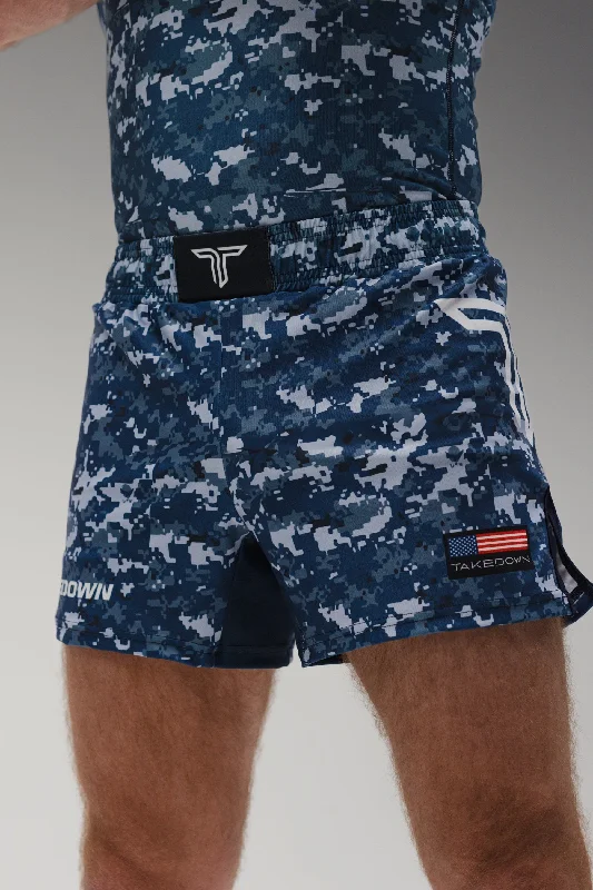 Workout Shorts for Men-Sea Camo Fight Shorts (5"&7“ Inseam)