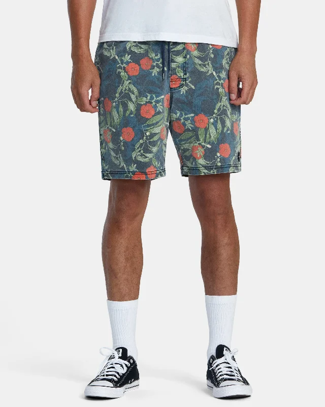 Shorts with Pockets for Men-Escape Print 17" Shorts - Moody Blue