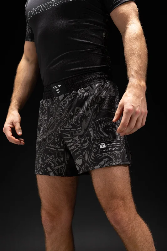 Custom Printed Shorts for Events-Blackout Iron Dragon Fight Shorts (5"&7“ Inseam)