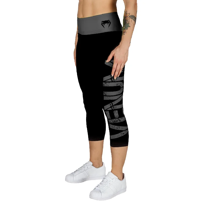 Custom Pants with Insulated Fabric-Venum Power Cropped Leggings - Black/Grey