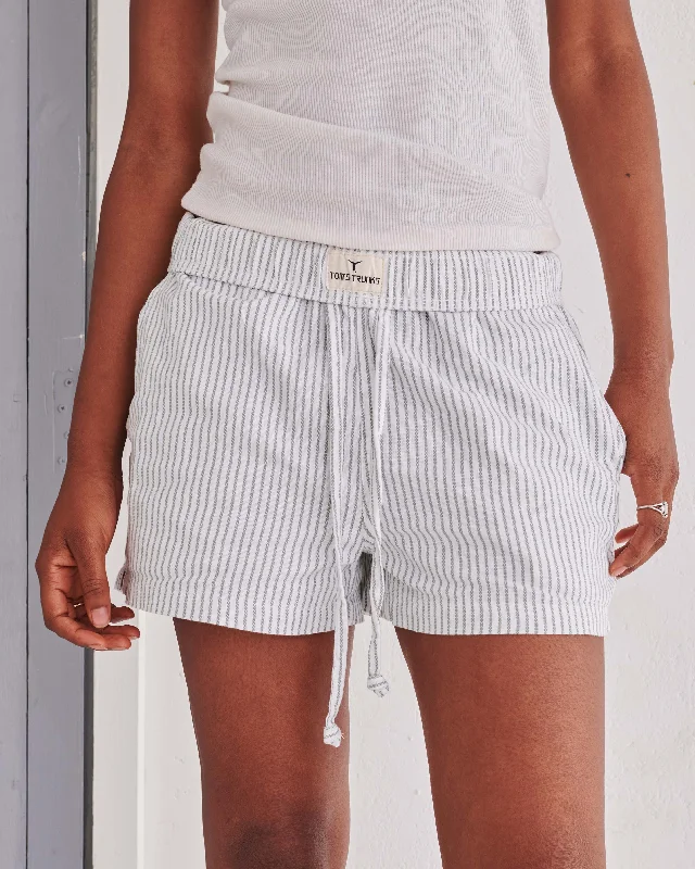 Comfortable Shorts for Casual Wear-White & Green Pinstripe Short Shorts