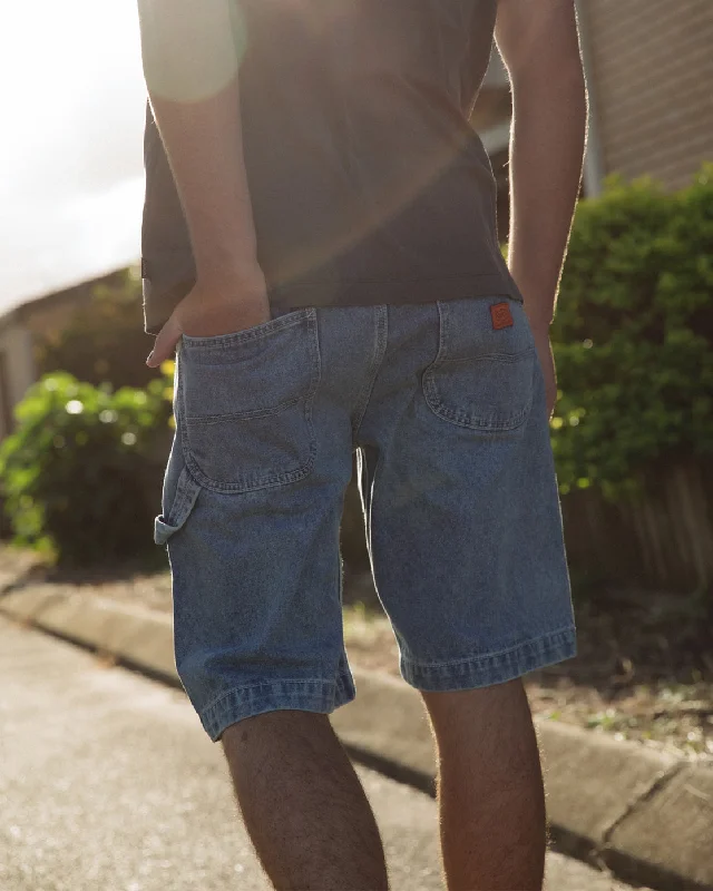 Slim Fit Shorts for Men-Chainmail Denim Shorts - Broken Blue Wash