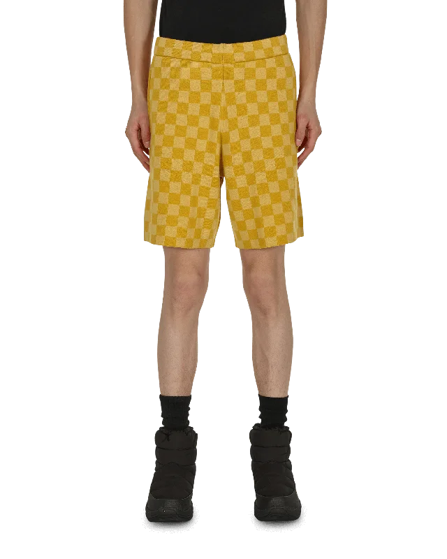 Comfort Fit Shorts for Women-Duotone Checkerboard Shorts Yellow