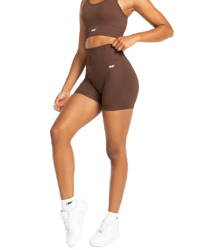 Shorts for High-Quality Fabric Fit-Elite Seamless V2 Shorts - Chocolate