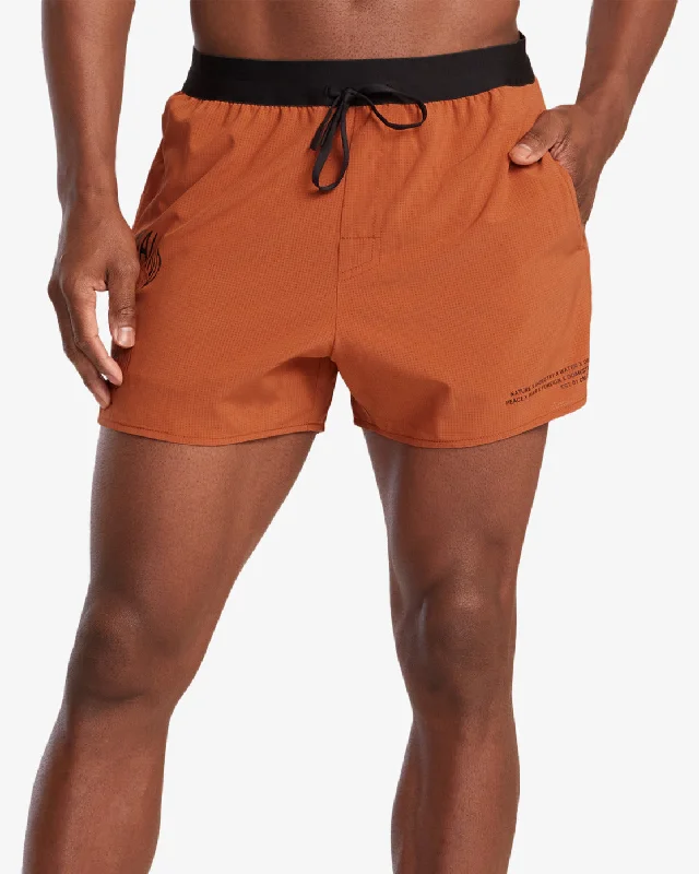 Lightweight Shorts for Hiking-RVCA Runner 14" Elastic Waist Shorts - Terracotta