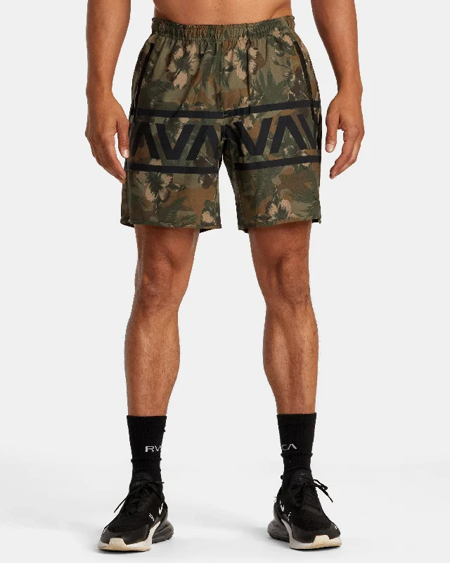 Cycling Shorts for Men-Hawaii Yogger Stretch 17" Shorts - Floral Camo