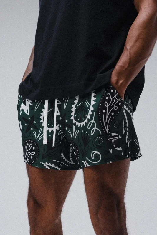 Shorts for Beach Volleyball-Bandana Gym Shorts (5” & 7" Inseam) - Hunter