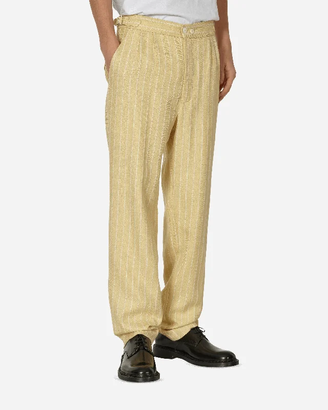 Custom Pants for Running-Dennis Stripe Trousers Cream / White