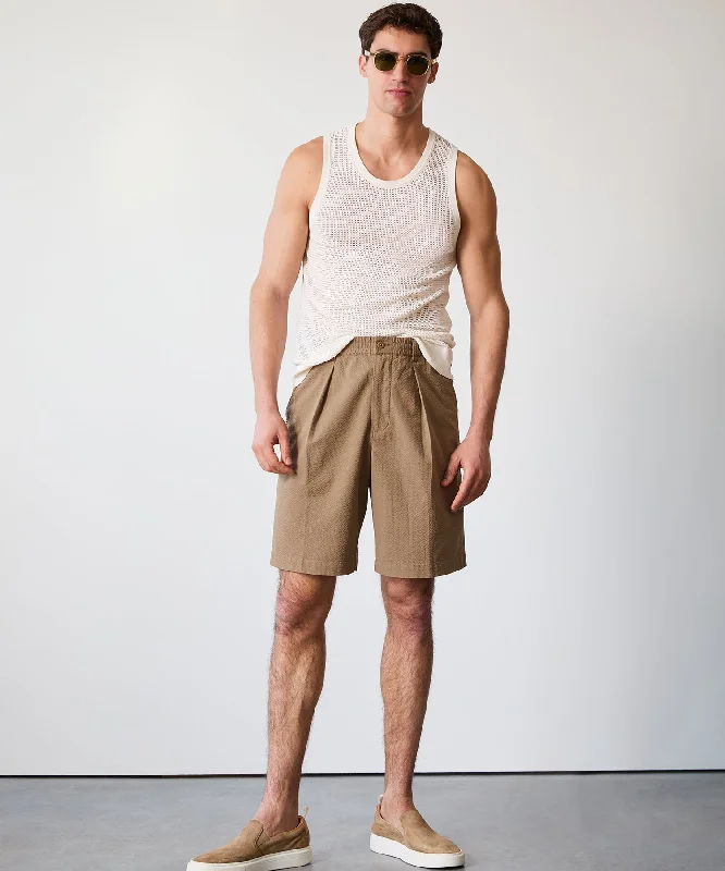 Custom Gym Shorts-10" Relaxed Seersucker Bermuda Short in Pine Cone