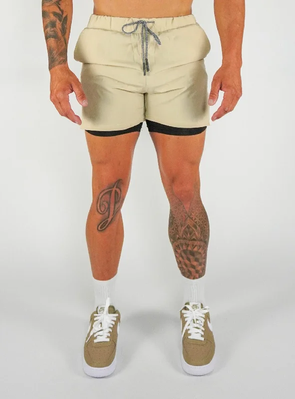 Casual Shorts for Everyday Wear-Culture 2-In-1 Shorts -Tan