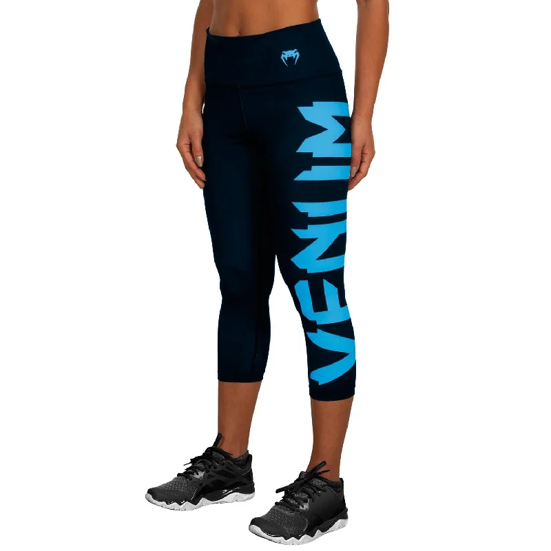 Custom Pants for Corporate Gifts-Venum Giant Cropped Leggings - Black/Cyan