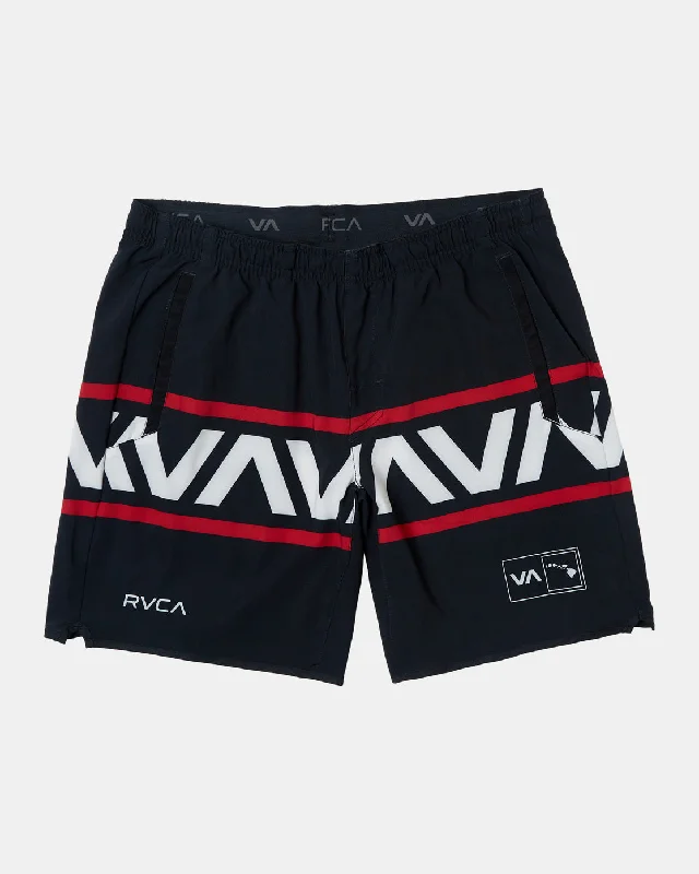 Retro Shorts for Men-Hawaii Banded Yogger Stretch 17" Technical Shorts - Black