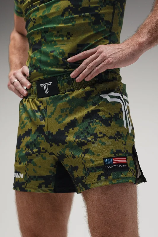 Compression Shorts for Athletes-Land Camo Fight Shorts (5"&7“ Inseam)