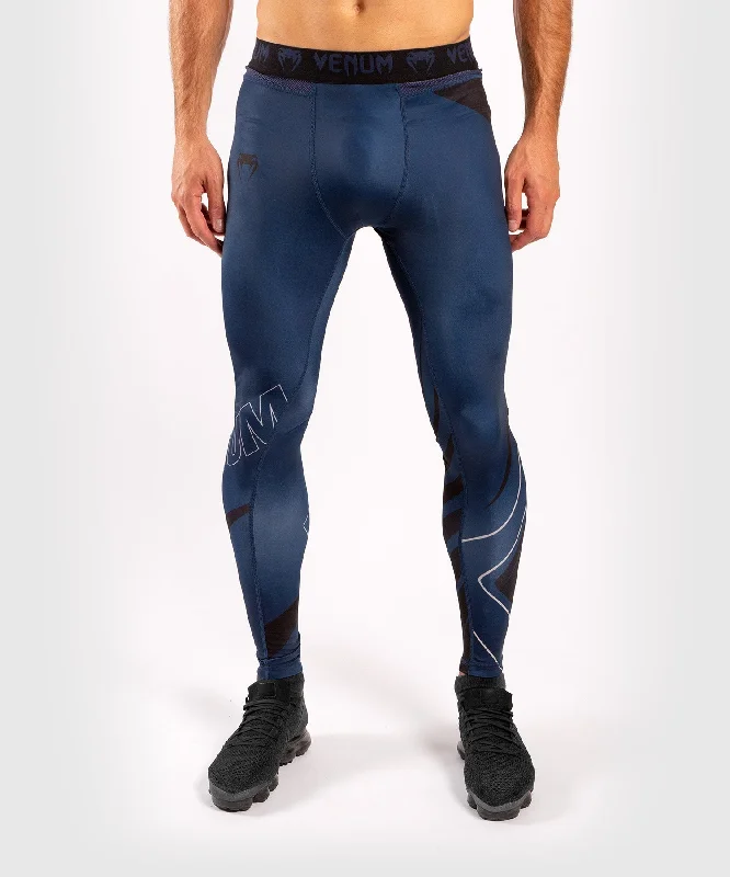 Custom Pants for School Uniforms-Venum Contender 5.0 Tights - Navy/Sand