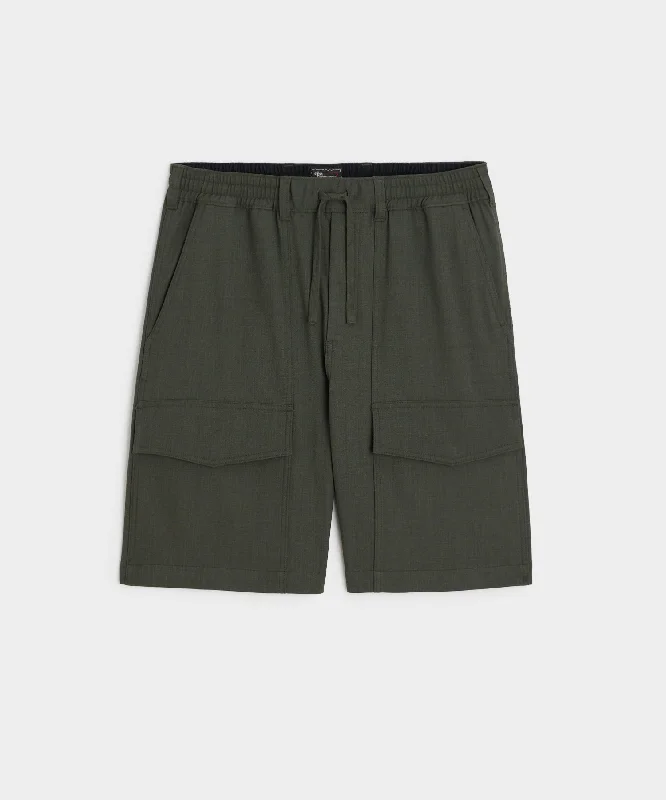 Shorts for Exercise and Fitness-Todd Snyder X Woolrich Twill Camp Short in Olive