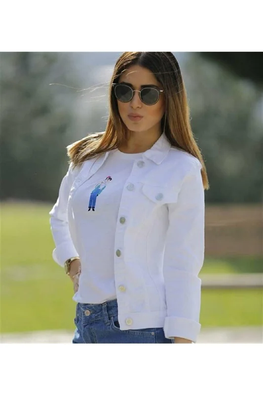 Jackets for Layering-Women's White Denim Jacket 54487998