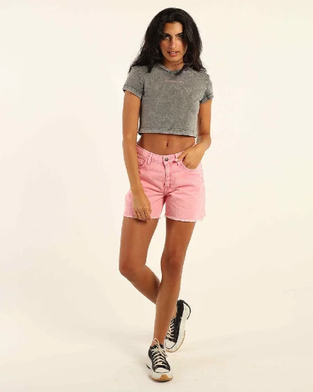 Shorts with Pockets for Women-Pink Denim Shorts