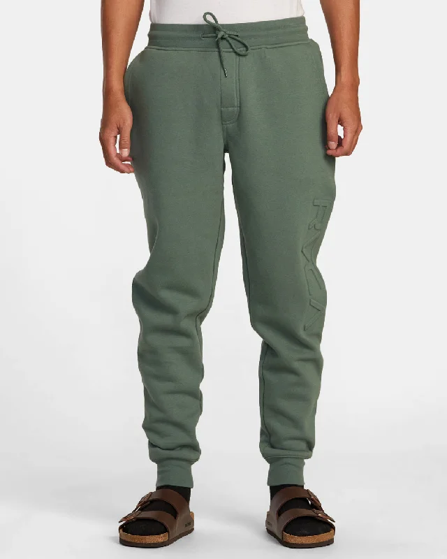 Custom Pants for Hiking Adventures-Big RVCA Embossed Joggers - Jade