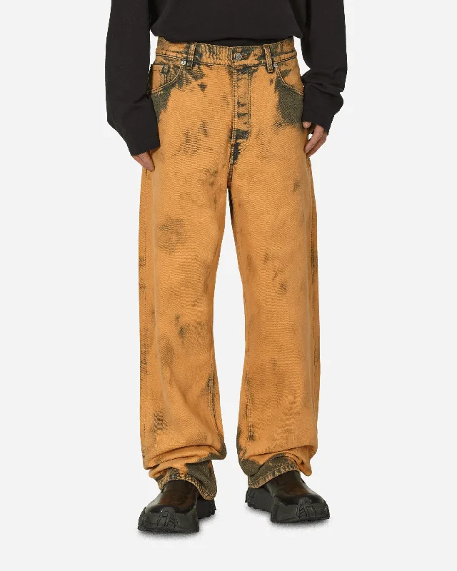 Custom Pants for Special Occasions-Loose Fit Tie-Dye Jeans Light Rust