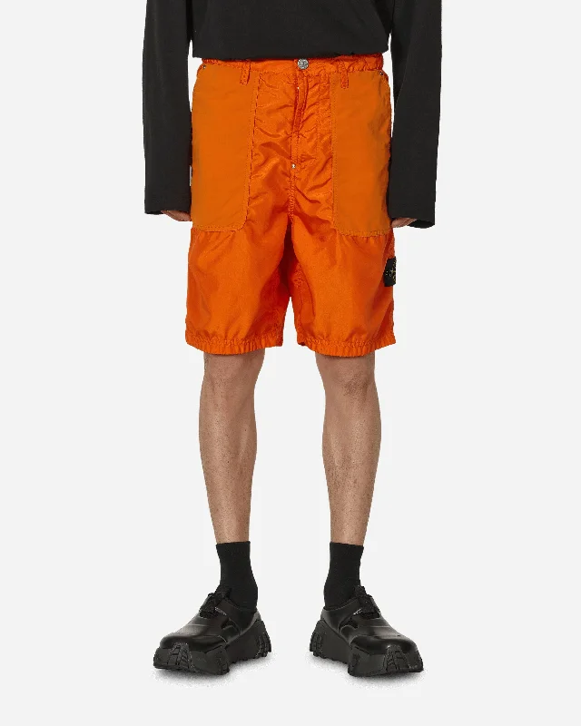 Shorts for Running and Outdoor Fitness-Garment Dyed Polyester Shorts Orange