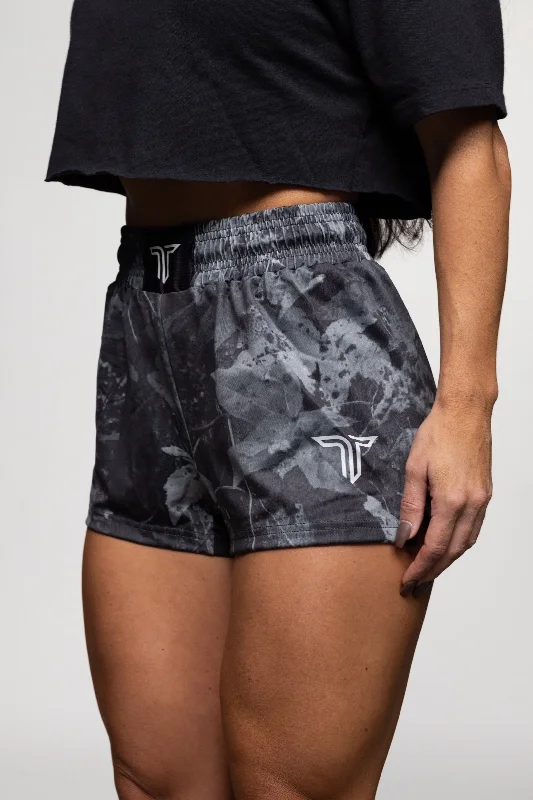 Eco-Friendly Shorts for Women-Blackout Hunter Camo Women’s Fight Shorts (3” Inseam)