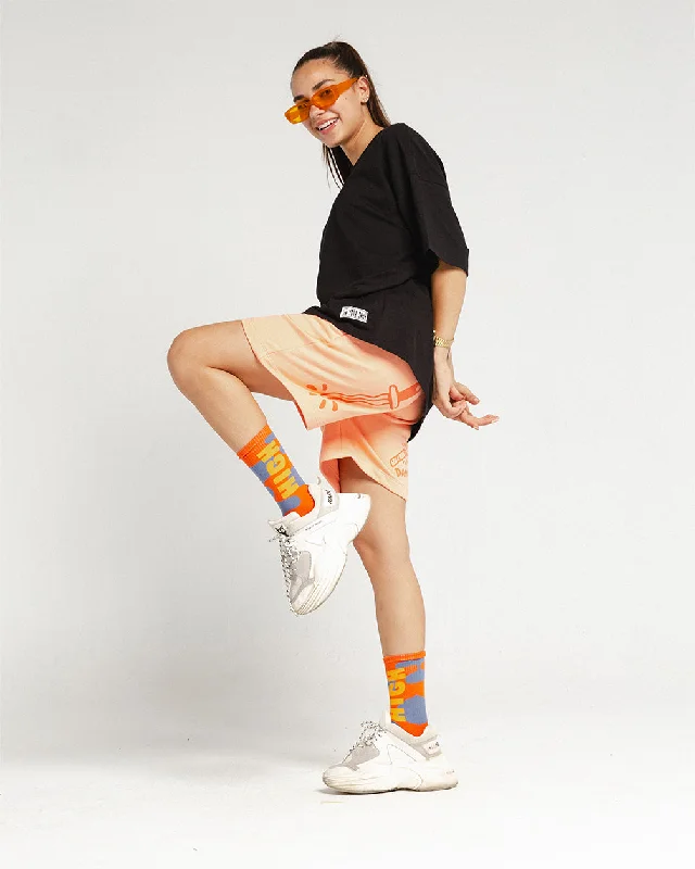 Breathable Shorts for Hot Weather-Peach Printed Sworts