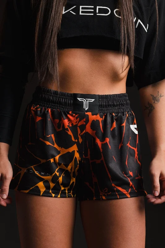 Urban Shorts for Street Style-Magma Women's Fight Shorts (3" Inseam) - Lava