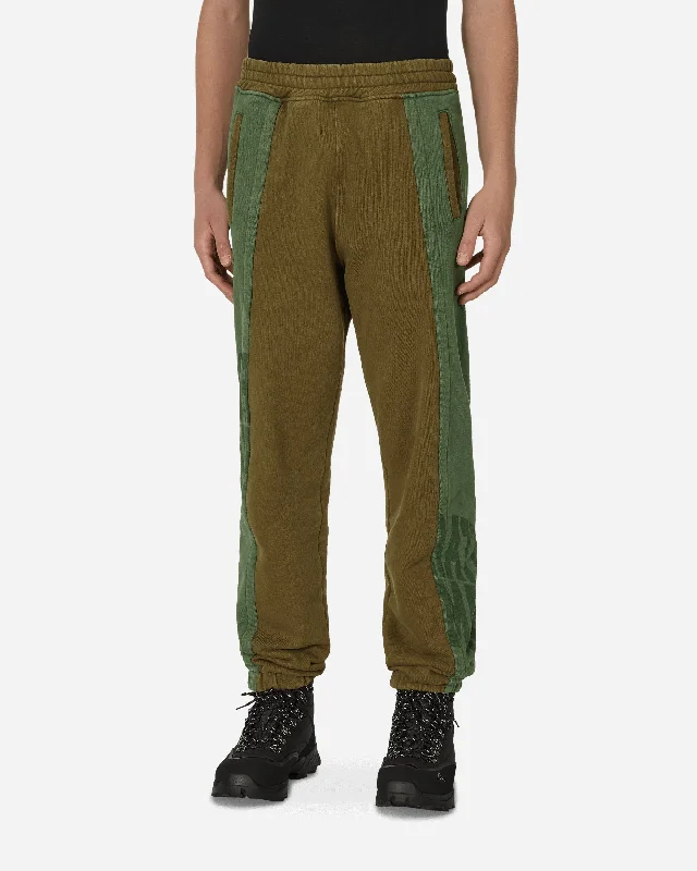 Custom Trousers for Women-Panel Sweatpants Green / Brown