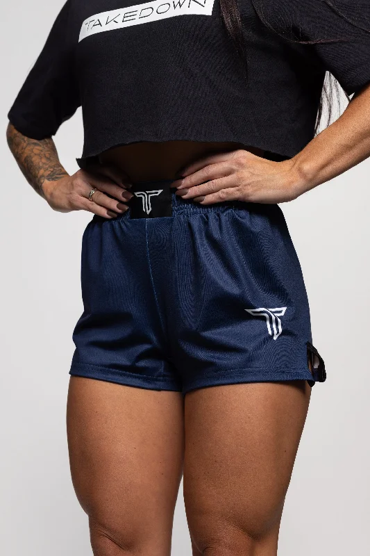 Custom Printed Shorts for Summer Events-Essential Women's Fight Shorts (3" Inseam) - Navy