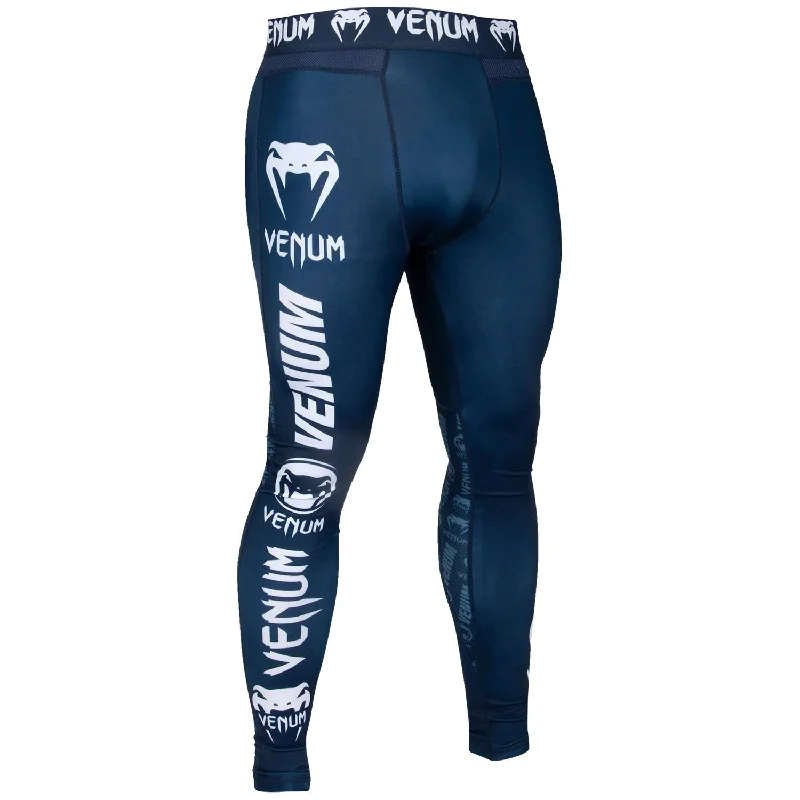 Custom Pants for Vacations-Venum Logos Tights - Navy Blue/White