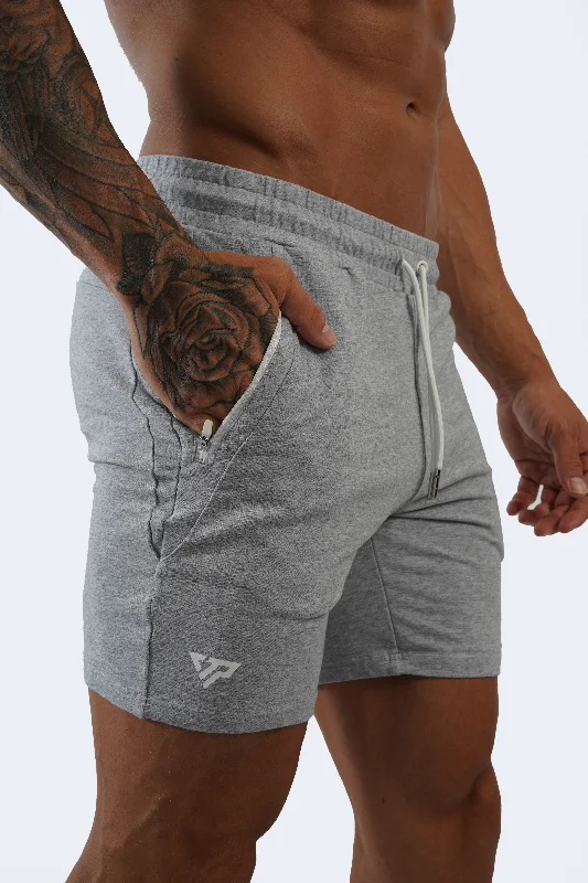 Stretchable Shorts for Gym Wear-ESSENTIAL SHORTS 2.0 - LIGHT GREY